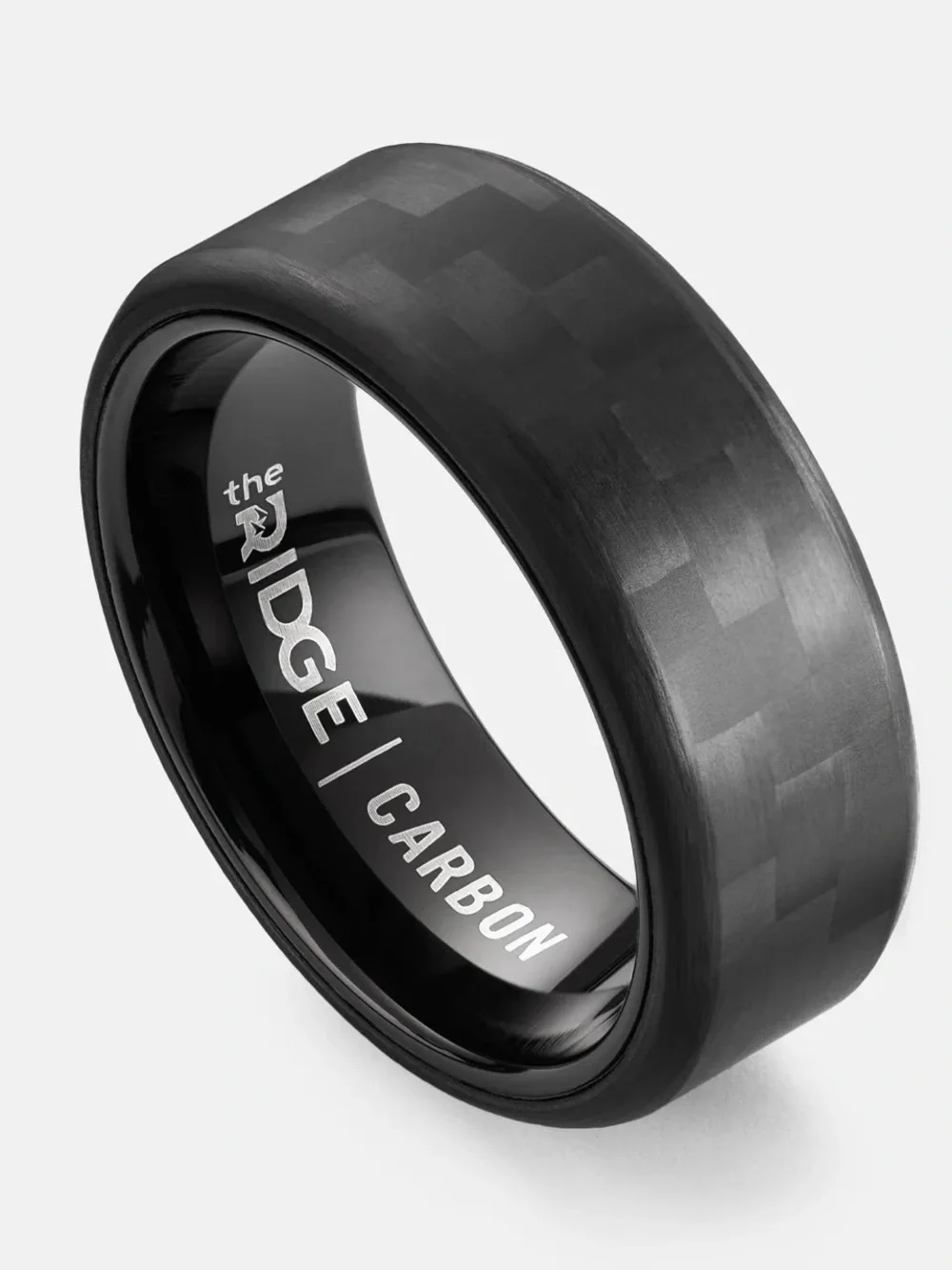 The Ridge 8mm Carbon Fiber 3K Black Men's Ring - Size 9